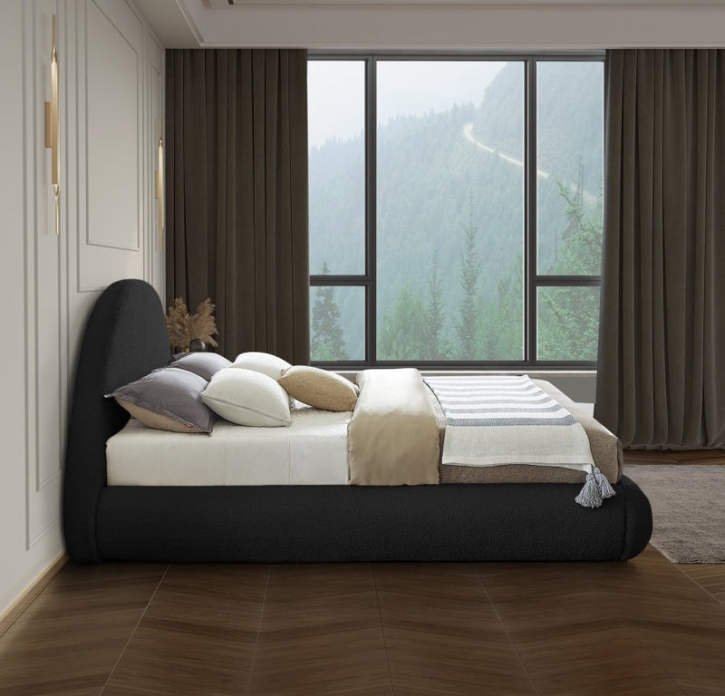Rudy Teddy Fabric Queen Bed Black - Gate FurnitureQueen Bed