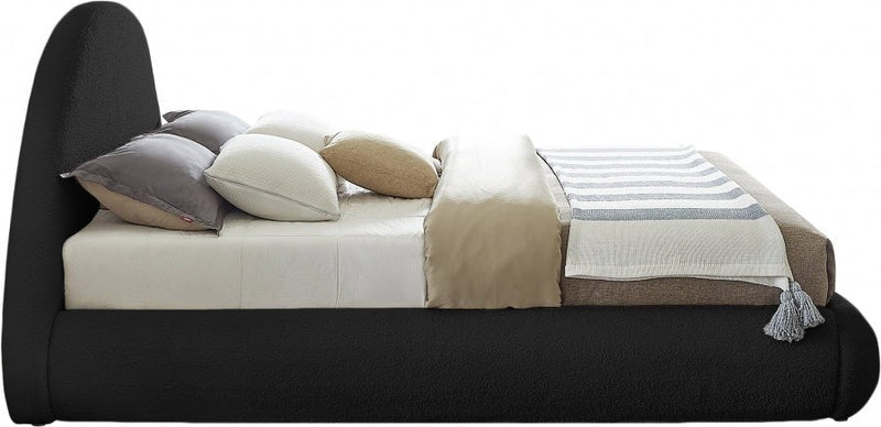 Rudy Teddy Fabric Queen Bed Black - Gate FurnitureQueen Bed
