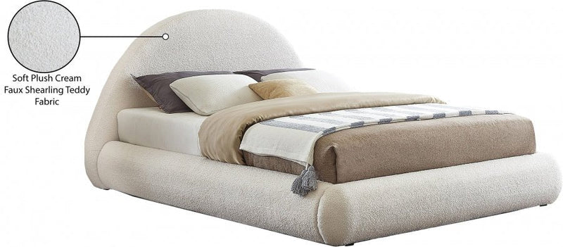 Rudy Teddy Fabric Queen Bed Cream - Gate FurnitureQueen Bed