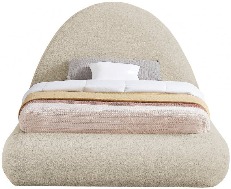 Rudy Teddy Fabric Twin Bed Beige - Gate FurnitureTwin Bed