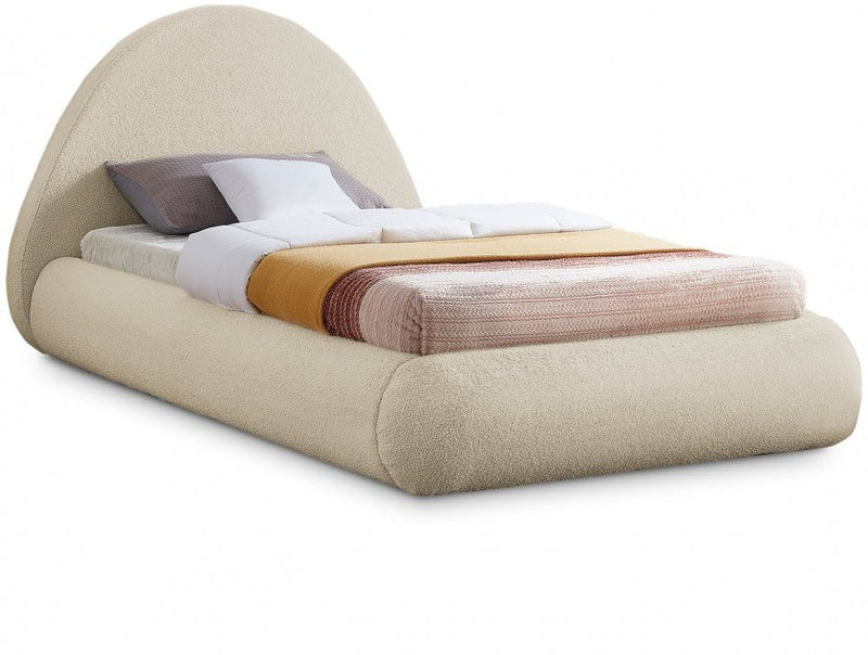 Rudy Teddy Fabric Twin Bed Beige - Gate FurnitureTwin Bed