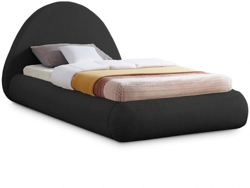 Rudy Teddy Fabric Twin Bed Black - Gate FurnitureTwin Bed
