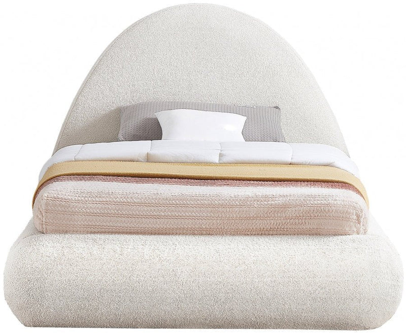 Rudy Teddy Fabric Twin Bed Cream - Gate FurnitureTwin Bed