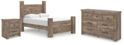 Rusticott Brown Queen Poster Bed, Dresser and Nightstand - PCB2260B8