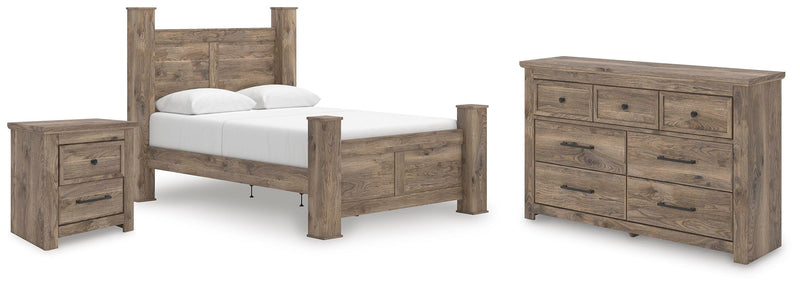 Rusticott Brown Queen Poster Bed, Dresser and Nightstand - PCB2260B8
