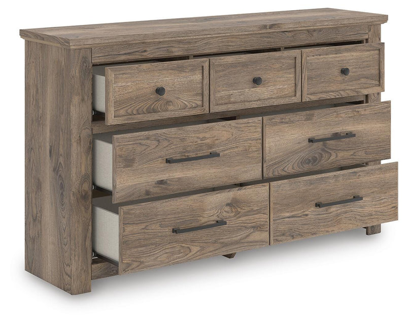 Rusticott King Panel Bed with Dresser and Chest in Brown - PKG023699