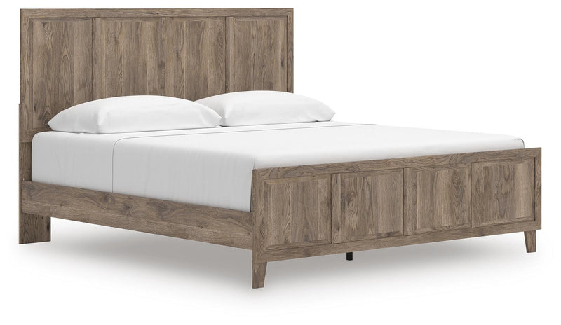 Rusticott King Panel Bed with Mirrored Dresser and Nightstand in Brown - PKG023697