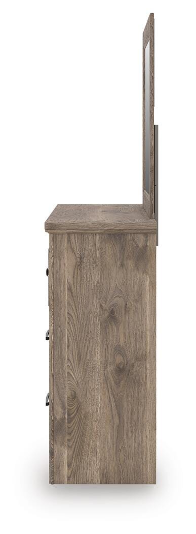 Rusticott King Panel Bed with Mirrored Dresser and Nightstand in Brown - PKG023697