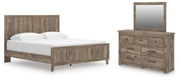 Rusticott King Panel Bed with Mirrored Dresser in Brown - PKG023696