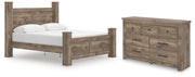 Rusticott King Poster Bed and Dresser in Brown - PKG023705