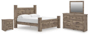 Rusticott King Poster Bed, Dresser, Mirror and Nightstand in Brown - PKG023707