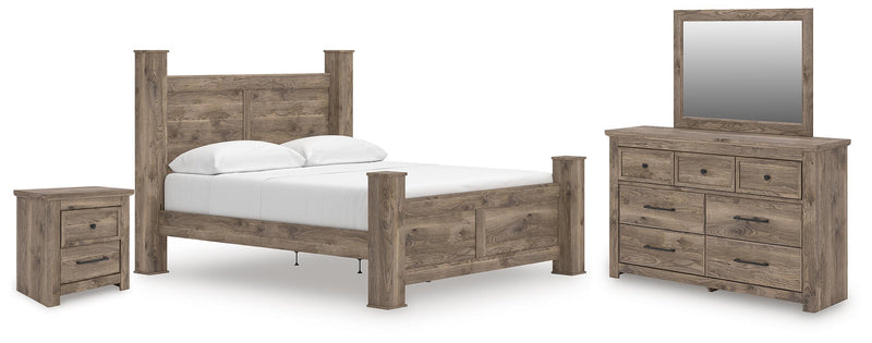 Rusticott King Poster Bed, Dresser, Mirror and Nightstand - PCB2260B12