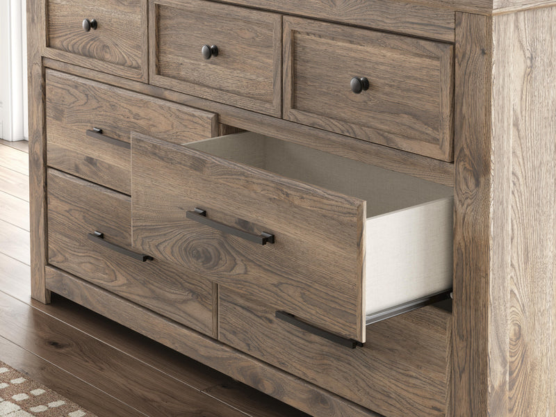 Rusticott King Poster Bed, Dresser, Mirror and Nightstand - PCB2260B12