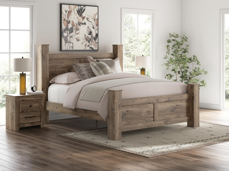 Rusticott King Poster Bed, Dresser, Mirror and Nightstand - PCB2260B12