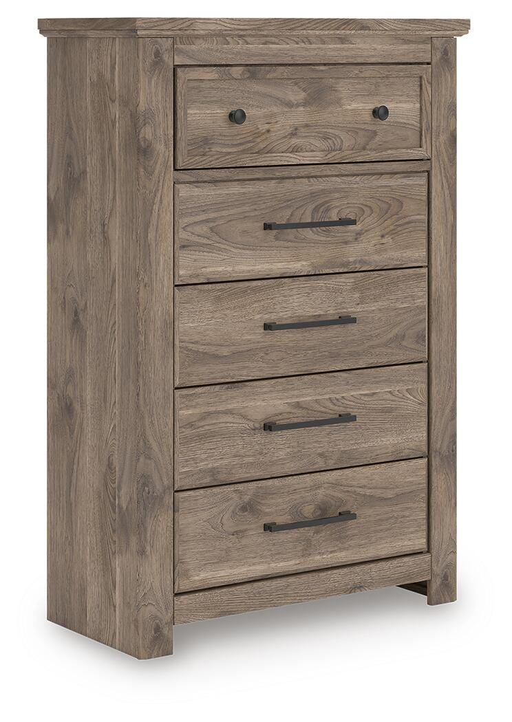 Rusticott Queen Panel Bed with Dresser and Chest in Brown - PKG023694