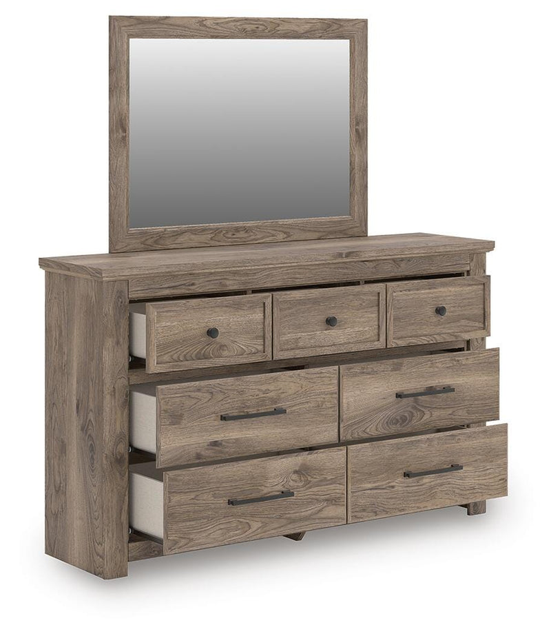 Rusticott Queen Poster Bed, Dresser and Mirror - PCB2260B5