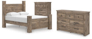 Rusticott Queen Poster Bed with Dresser and Chest in Brown - PKG023704