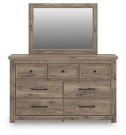 Rusticott Queen Poster Bed with Mirrored Dresser in Brown - PKG023701
