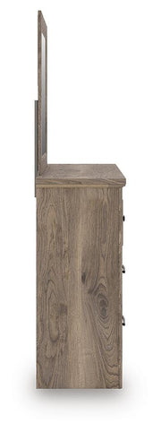 Rusticott Queen Poster Bed with Mirrored Dresser in Brown - PKG023701