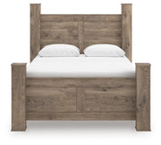 Rusticott Queen Poster Bed with Mirrored Dresser in Brown - PKG023701