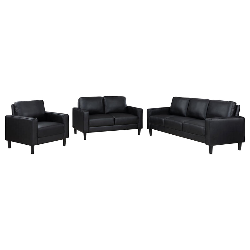 Ruth 3-piece Upholstered Track Arm Sofa Set Black - 508361-S3