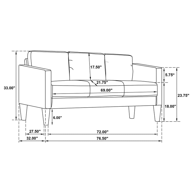 Ruth 77-inch Fabric Upholstered Track Arm Sofa Rust Red - 511211