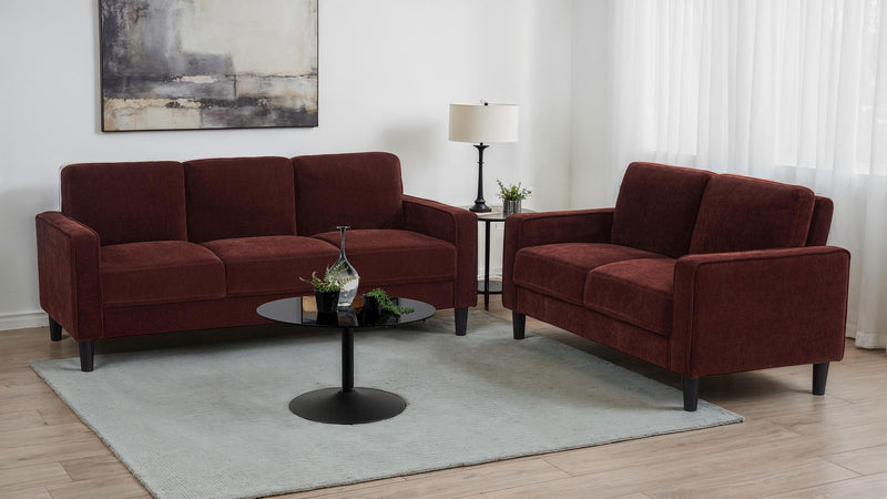 Ruth 77-inch Fabric Upholstered Track Arm Sofa Rust Red - 511211