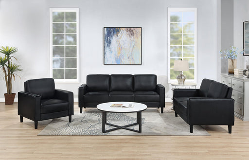 Ruth Black Upholstered Track Arm Living Room Set