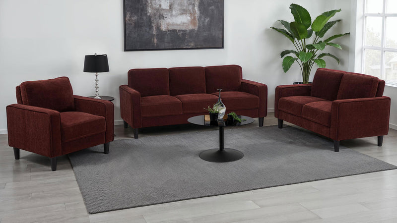 Ruth Fabric Upholstered Track Arm Accent Chair Rust Red - 511213