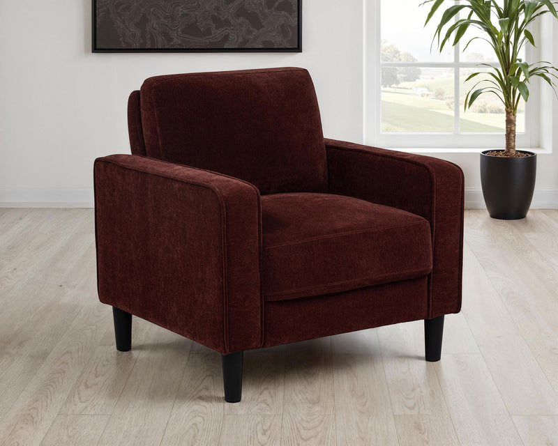 Ruth Fabric Upholstered Track Arm Accent Chair Rust Red - 511213