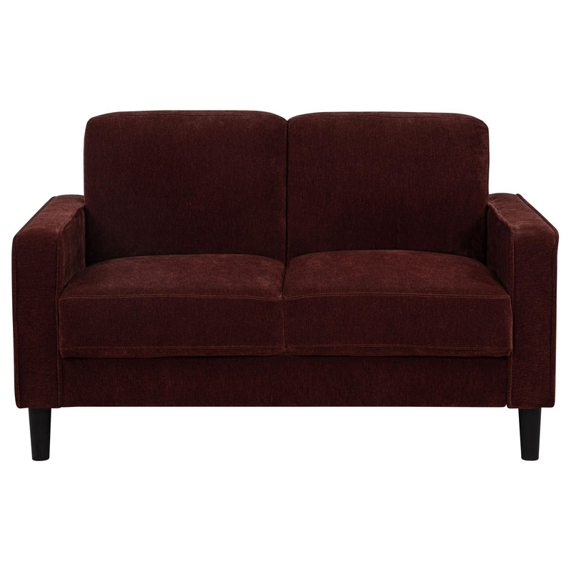 Ruth Fabric Upholstered Track Arm Loveseat Rust Red - 511212