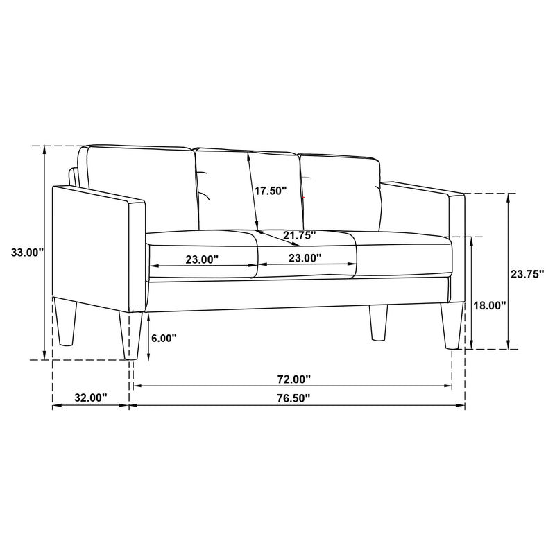 Ruth Upholstered Track Arm Sofa Black - 508361