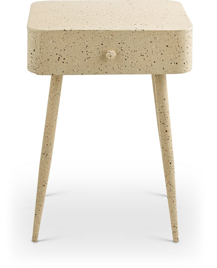 Rylan Terrazzo Pattern Iron Nightstand in Beige - 342Beige