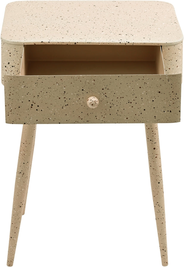 Rylan Terrazzo Pattern Iron Nightstand in Beige - 342Beige