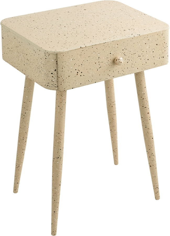 Rylan Terrazzo Pattern Iron Nightstand in Beige - 342Beige