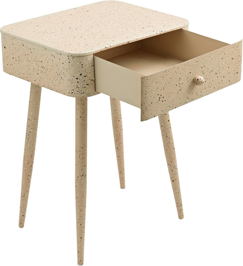 Rylan Terrazzo Pattern Iron Nightstand in Beige - 342Beige