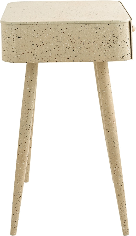 Rylan Terrazzo Pattern Iron Nightstand in Beige - 342Beige