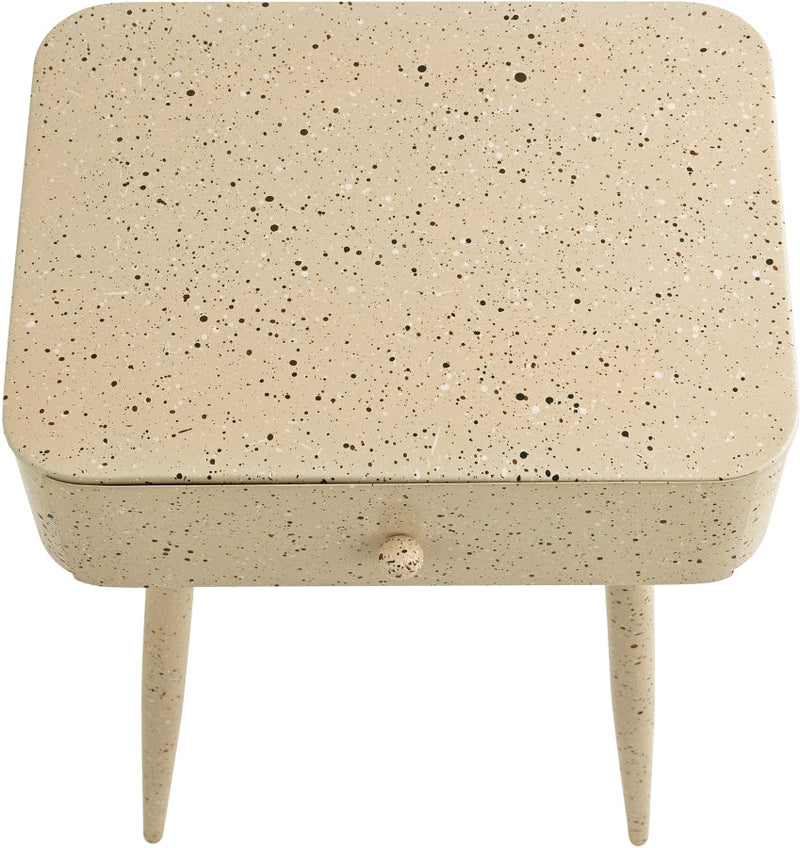 Rylan Terrazzo Pattern Iron Nightstand in Beige - 342Beige