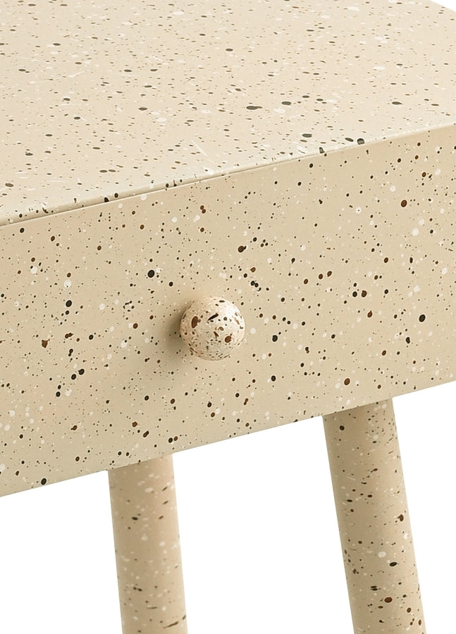 Rylan Terrazzo Pattern Iron Nightstand in Beige - 342Beige