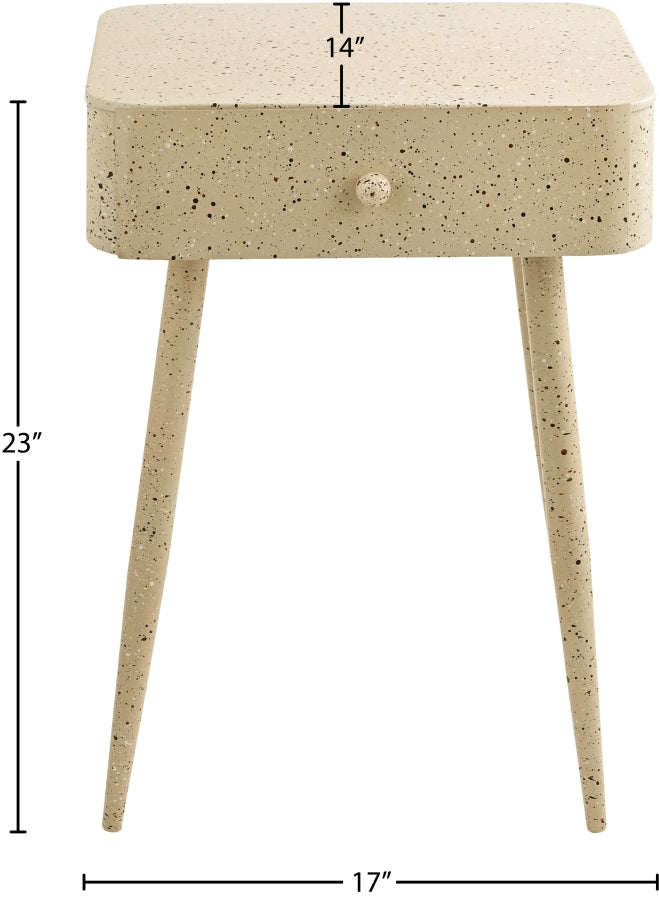Rylan Terrazzo Pattern Iron Nightstand in Beige - 342Beige