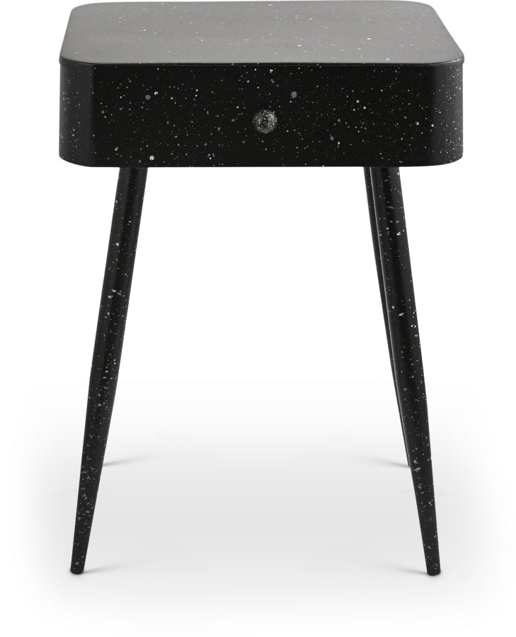 Rylan Terrazzo Pattern Iron Nightstand in Black - 342Black