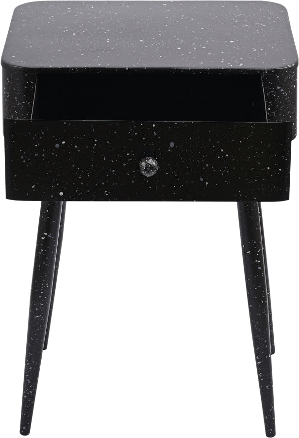 Rylan Terrazzo Pattern Iron Nightstand in Black - 342Black