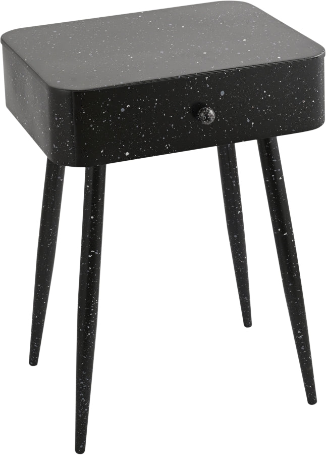Rylan Terrazzo Pattern Iron Nightstand in Black - 342Black