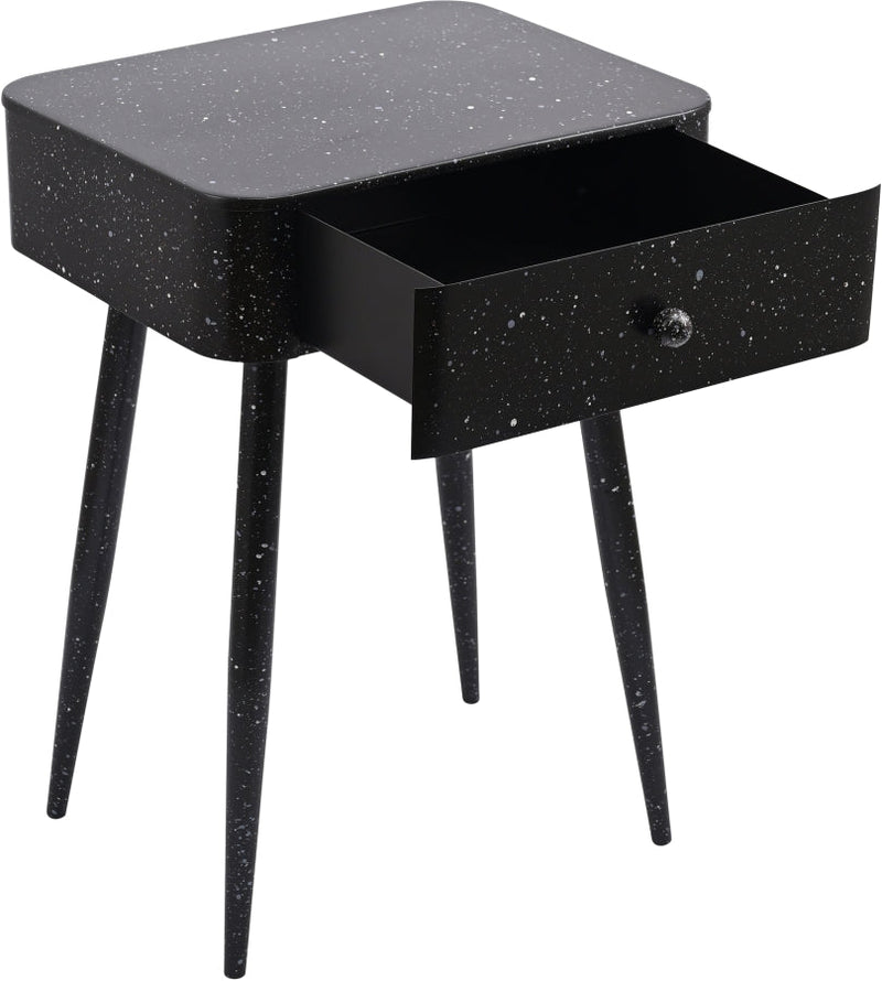 Rylan Terrazzo Pattern Iron Nightstand in Black - 342Black