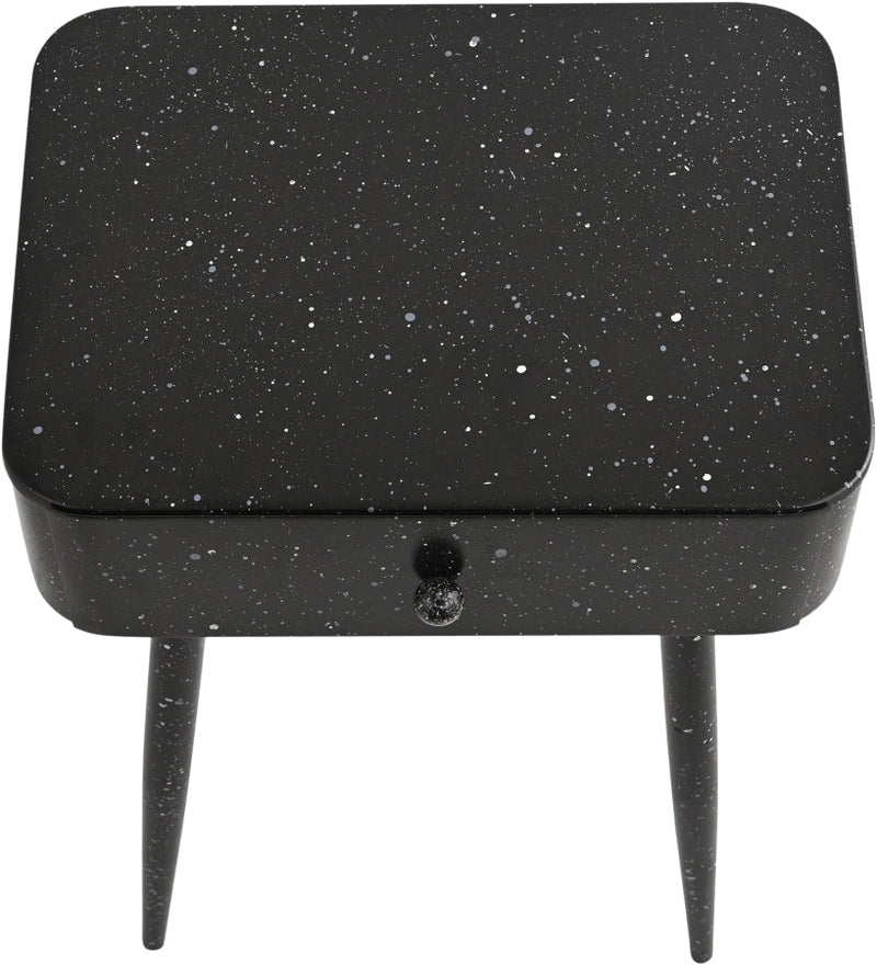 Rylan Terrazzo Pattern Iron Nightstand in Black - 342Black