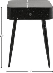 Rylan Terrazzo Pattern Iron Nightstand in Black - 342Black