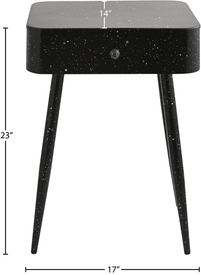 Rylan Terrazzo Pattern Iron Nightstand in Black - 342Black