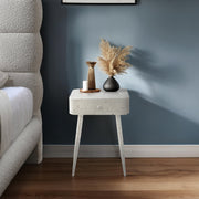 Rylan Terrazzo Pattern Iron Nightstand in White - 342White