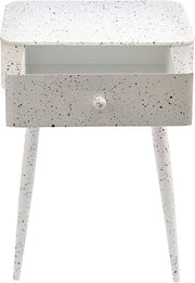 Rylan Terrazzo Pattern Iron Nightstand in White - 342White