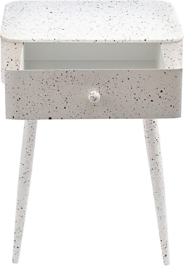 Rylan Terrazzo Pattern Iron Nightstand in White - 342White
